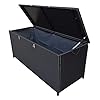 Oakland Living 113 Gallon Outdoor Storage Box Patio Rattan Deck Box Wicker Storage Bench for Indoor Outdoor Pool Balcony Yard Garden Black