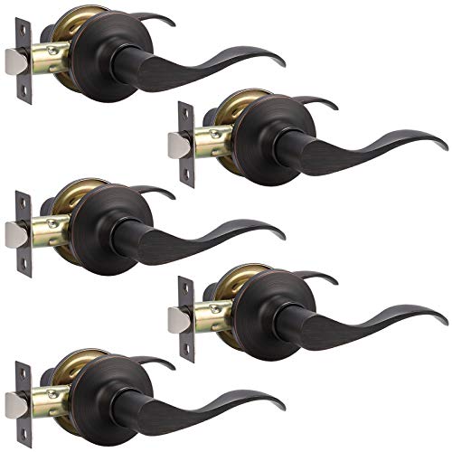 Limited Discount GOBEKOR 5 Pack Oil Rubbed Bronze Passage Door Levers Interior Door Handles for Hallway Closet Door Lock Keyless Passage Door Handles with Lock Modern Door Hardware