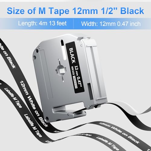 4 Black + 5 Color Compatible with Brother Ptouch M Tape 12mm 0.47\'\' 1/2\'\' M-K231 M-K431 M-K531 M-K631 M-K731 M-335 Label Tape for Brother PTouch PTM95 PT-65 PT-70 PT-70bm PT-45 Label Maker - Thumbnail 4