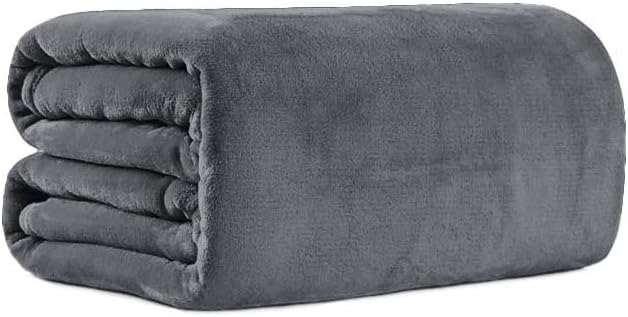 Bear & Panda Flannel Fleece Throw Blanket G Large Travel Sofa Bed Blanket Super Soft Fluffy Warm Throws Microfibre Blanky (Dark Grey, 200 x 240 cm)