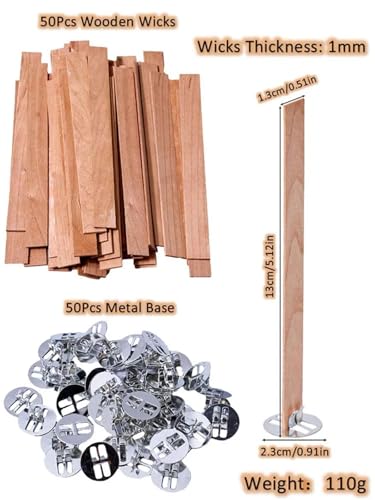 Set de 50 mechas de madera para velas con base clip miniatura 2