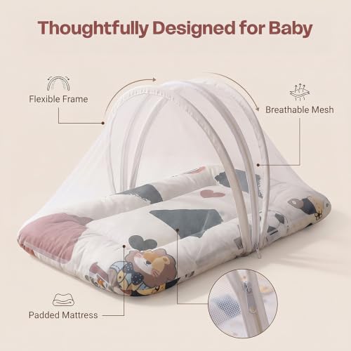 Image of StarAndDaisy 3 in 1 Baby Mosquito net for Sleeping, Mosquito net for Newborn Baby with Washable Design, Soft and Comfortable Bed.