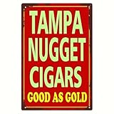 Vintage Tampa Nugget Cigars Aluminum Metal Sign Wall Art Poster Decor for Home & Bar Size: 12 x 8 inch