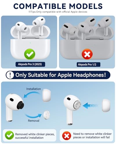 Image of 5 Pairs Replacement Ear Tips for AirPods Pro 3 Generation, Built-in dust Guard Screen,with Cleaner Pen Silicone Ear Tips for AirPods Pro 3rd (2025)(5 Size-XXS /XS /S /M /L)-Blue