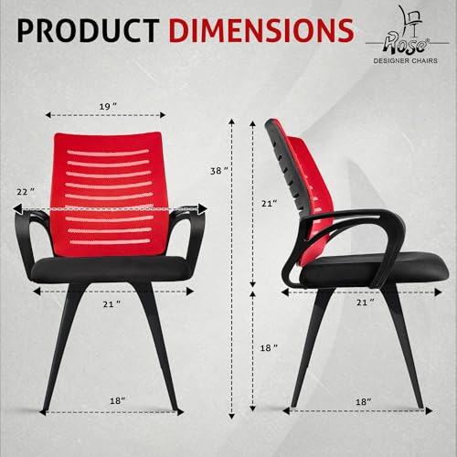 Image of ROSE Elite | 3 Years Brand Warranty | Ergonomic Office Chair, Study, WFH, Revolving, Rolling, Desk, Task, Laptop, Student Chair (Red, Elite MB Reception)