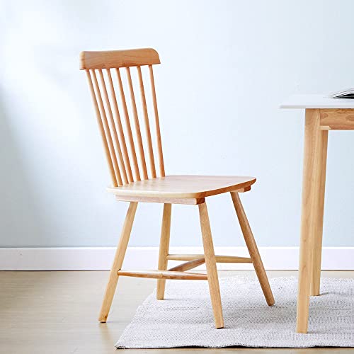Livinia Toto Malaysian Oak Dining Chair Set Of Two, Country Farmhouse High Spindle Back Wooden Side Chairs (Natural Oak) #TOP20