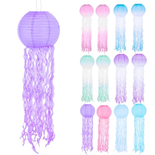 12 pcs Beautiful Paper Lanterns Christmas Presents - Under The Sea Party Decorations - Pastel Colors, Elegant Design - Mermaid Birthday Decorations - Adorable Paper Lanterns Party Decorations