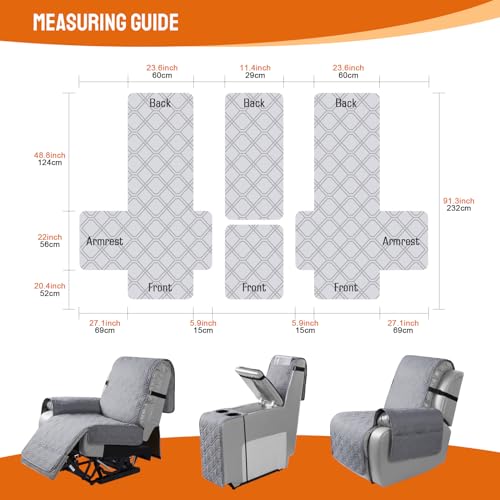 Image of VANSOFY Loveseat Recliner Cover with Console 100% Waterproof Sofa Slipcovers Non-Slip Reclining Couch Cover Split Sofa Covers Furniture Protector for Pets, Dogs(Light Gray)