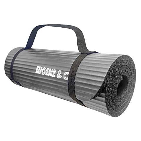 EUGENE & CO. Yoga Mat, Non Slip NBR Yoga Mat, 15mm Exercise Mat, 181cm x 60cm x 1.5cm (Grey) Cover