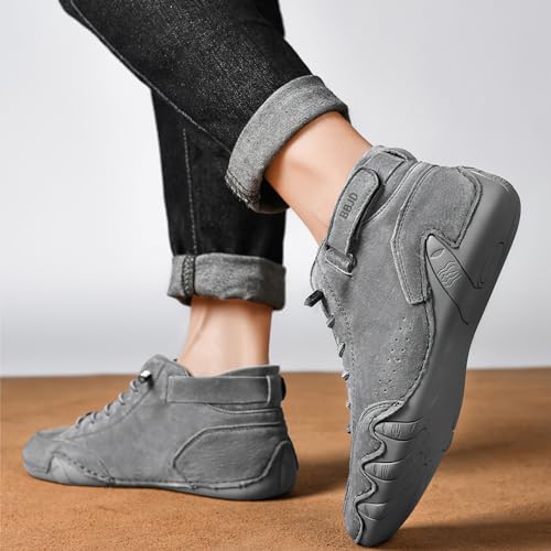 Image of baobeijiadao Men's Beck Shoes Waterproof Non Slip High Top Chukka Boots Handmade Suede Caual Outdoor Sneakers