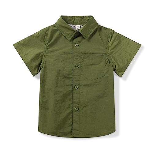 Boys' Button Down Short Sleeve Fishing Shirt Quick-Dry UV Sun Protection Outdoor Tops