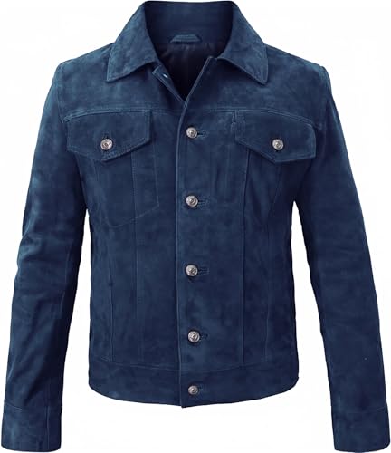 Image of LP-FACON Mens Western Style Trucker Suede Leather Jacket