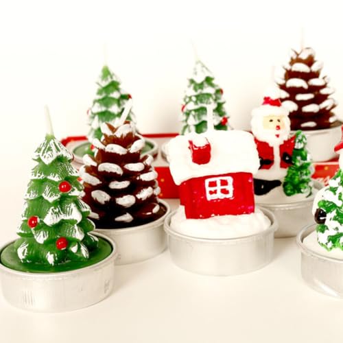 Lurrose クリスマステーマの繊細なデザインパラフィンキャンドル テーブル装飾やカーニバルに最適なホリデーデコレーション用品 3個セット [3]