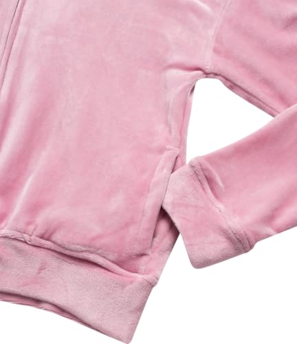 bebe Girl's Sweatsuit Set - 2 Piece Velour Zip Sweatshirt and Jogger Sweatpants - Youth Tracksuit Set for Girls (7-12)4