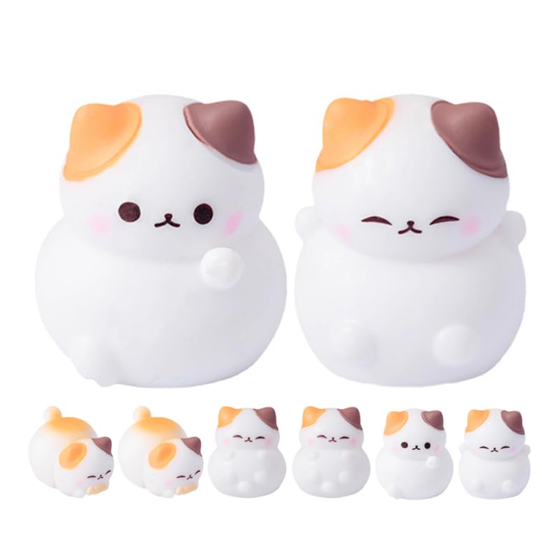 VICASKY 8pcs Miniature Calico Cat Figurines for DIY Fairy Garden Decor Dollhouse Cat Accessories Terrarium Ornaments for Creative Craft and