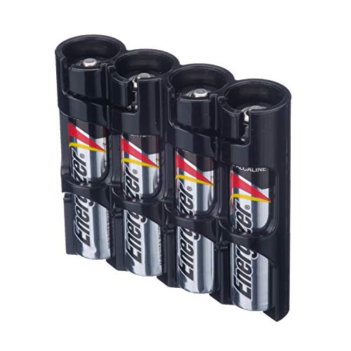 Storacell by Powerpax Slimline AAA Battery Storage Caddy, Black, Holds 4 Batteries (Not Included)