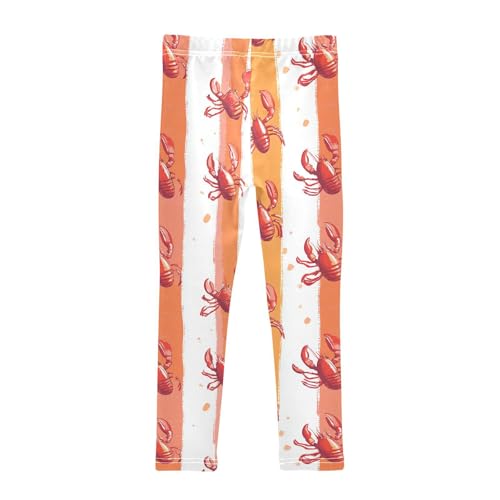 Wusikd Cute Lobsters Girls' Leggings Toddler Doodles Red Orange Kids Yoga Pants Dance Active Tights 4T2
