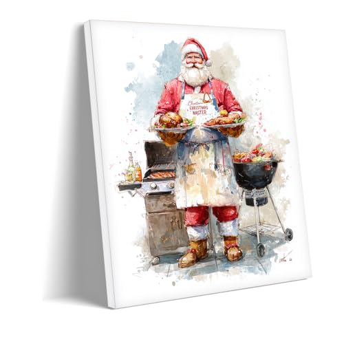 Toile murale Noël Père Noël barbecue pour changer des décors tristes