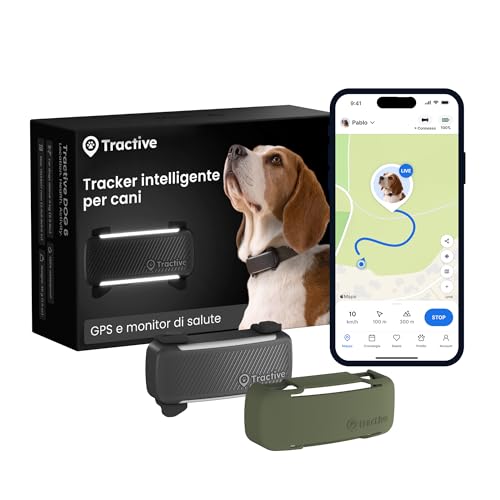 Tractive GPS Cani Intelligente - Bundle con Custodia Verde Oliva | 2025 Edizione | Localizzazione GPS in Tempo Reale | Notifiche Antifuga e Avvisi di Salute | Monitoraggio dei Parametri Vitali (Nero)