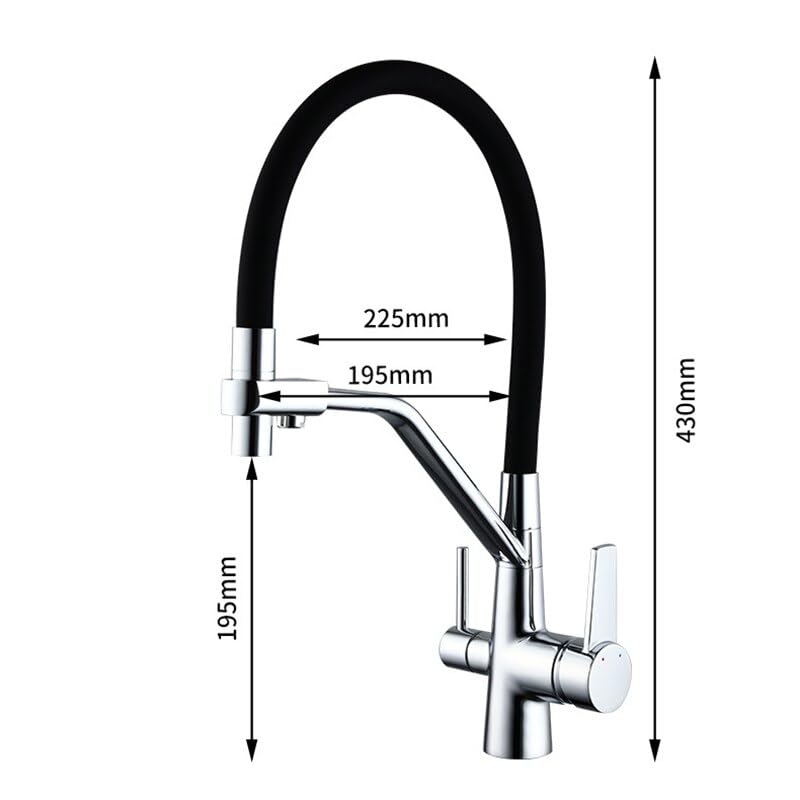 Robinet de cuisine mitigeur noir avec douchette latérale extractible - 5