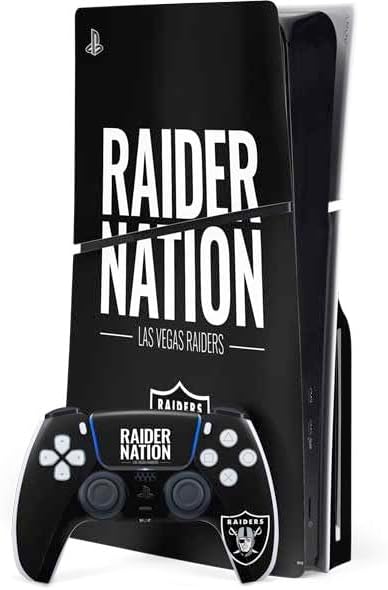 Skinit Decal Gaming Skin Compatible with PS5 Slim Disk Bundle - Officially Licensed NFL Las Vegas Raiders Large Logo Design