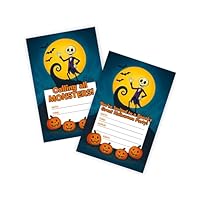 Huxters 14 pcs Halloween Party Girl Boy Kids' Nightmare Inspired Jack O Lantern Invitations for Girls Boys Spook Theme Invites Childrens Supplies Sparkle (Halloween)
