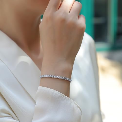 Crystal Wedding Jewelry Set, Silver Necklace Earrings Bracelet Crystal Bridal Wedding Jewelry Sets for Brides Bridesmaid Prom Costume Accessories - Image 4
