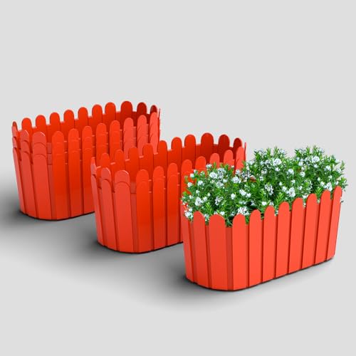 Image of YUCCABE ITALIA SHERA Fence-TRA 14 INCH Plastic Flower Pot Suitable for Inddor Outdoor Kitchen Garden
