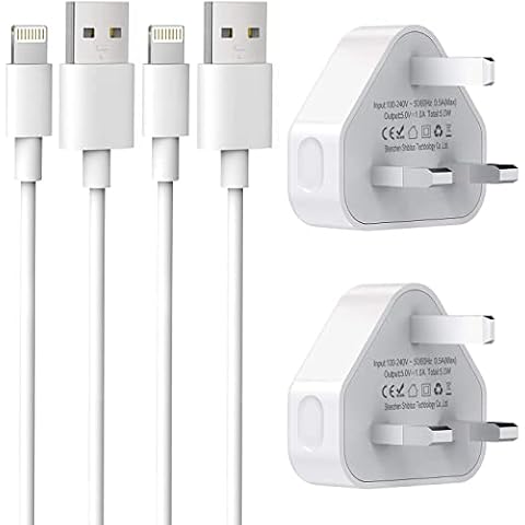 Amoner iPhone Charger Cable, MFi Certified 2+2Pack 1M Fast Charging Lightning Cable with USB Wall Charger Plug Adapter, Compatible iPhone 13/12/ 11 Pro Max/XS Max/XR/X/8 and More Cover