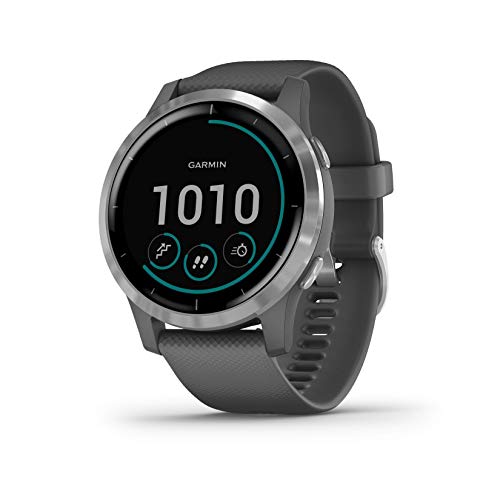 Garmin Vivoactive 4 GPS スマートウォッチ、終日健康状態モニタリング機能付き、シルバー/グレー