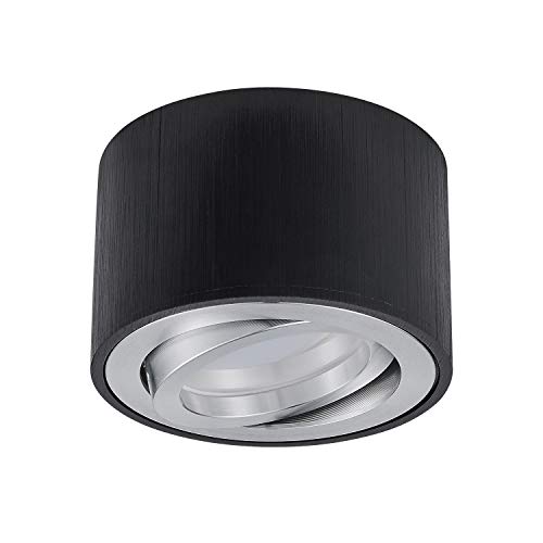 HCFEI Kleine opbouw plafondspot LED draaibaar - met verwisselbare LED module 5W warm wit 230V dimbaar - opbouwspot zwart