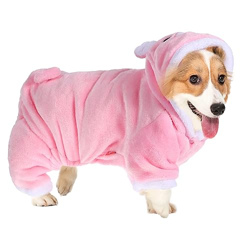 POPETPOP Small Dog Costume, Cute Pink Pig Design Pet Warm Hoodies Dog Clothes for Small Dogs and Cats, Halloween Christmas Cosplay Dress Up Coat for Teacup Puppy Teddy Chihuahua Kitten, Size XL