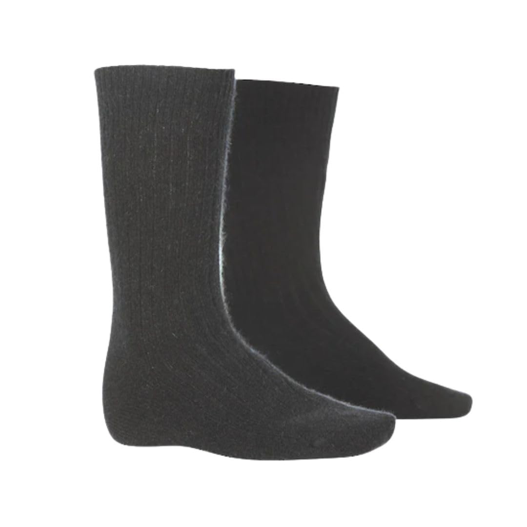 Native World Ribbed Possum Merino Socks | Warm, Medium Weight Knit Socks | Soft, Durable & Odour Resistant | Made in New Zealand (Charcoal, Small)