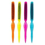 WINSUN Salon Comb Boar&Nylon Bristle Teasing Hair Brush, Three row Teasing Hair Brush for Creating Volume and Hair Care Scalp Massage for Hair Growth.Great for all Hair Types (4-pack).