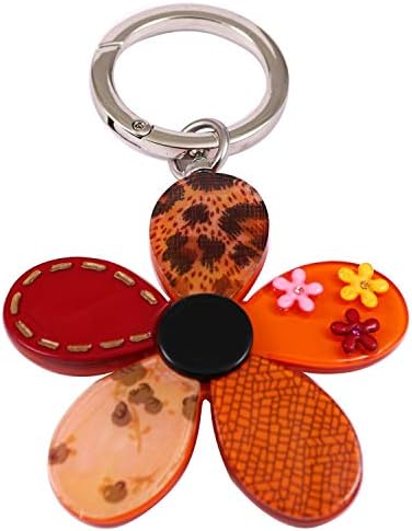 Rapport Bag Charm Keychain Flower Acrylic Cute Plastic Lightweight Stylish Pop Colorful Happy Orange