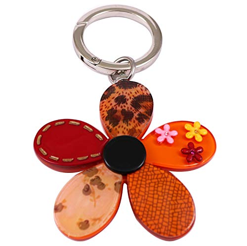 Rapport Bag Charm Keychain Flower Acrylic Cute Plastic Lightweight Stylish Pop Colorful Happy Orange #TOP2