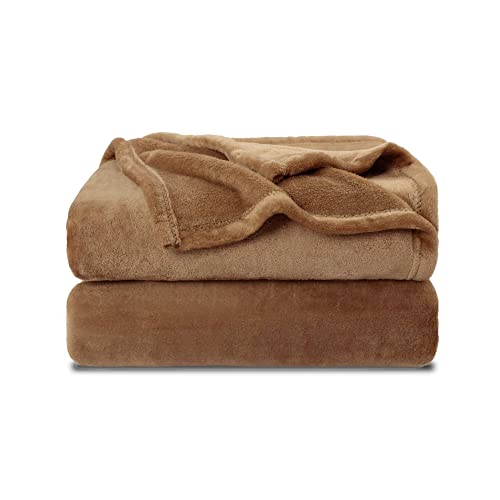 Image of NANPIPER Fleece Blankets Super Soft Flannel Fuzzy Blanket for Bed Couch Luxury Cozy Plush Microfiber Blanket-Twin Size Coffee Brown