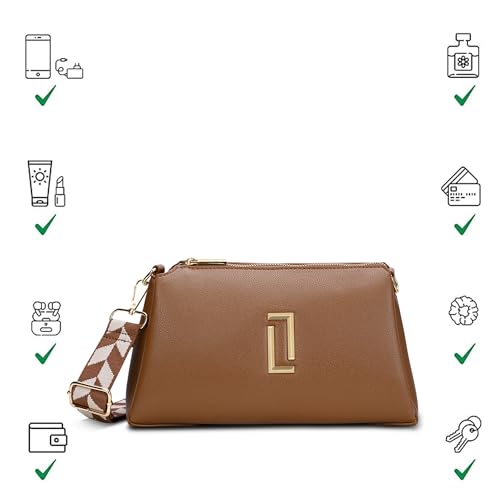 Image of Lavie Luxe Women's Tory26 3-Compartment Crossbody Sling Bag | Ladies Purse Handbag | Gift for Women
