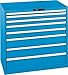 Produktbild LISTA Schubladenschrank, Traglast/Schubl. 75 kg, 8 Schubl. 1x50, 2x75, 2x100, 2x150, 1x200 mm, Zylindersch loss, BxTxH 1023x725x1000 mm, RAL 5012 lichtblau