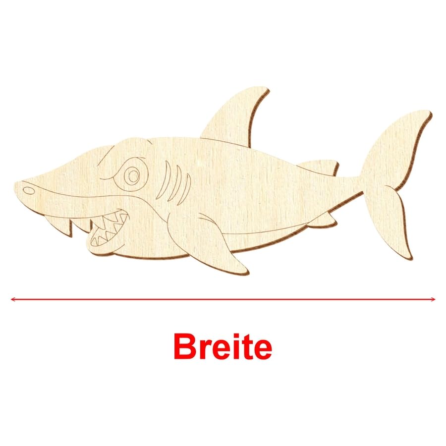 Holz Hai V2 - Deko Basteln 5-50cm, Pack mit:10 Stück, Breite:10cm breit