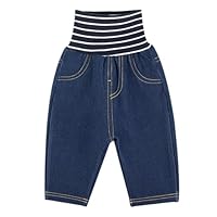 ANIMQUE Baby Kleinkind Jeanshosen Denim Hosen Elastisch Hoher Bund Jungen Mädchen Frühling Herbst Casual Hosen Joggen Weich Bequem, Blau 66