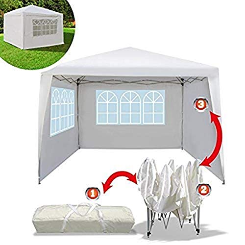 BenefitUSA EZ POP UP Wedding Party Tent 10'x10' Folding Gazebo Beach Canopy W/Carry Bag with sidewalls Side Panel