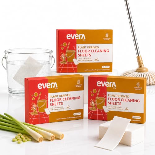 Image of 180 Floor Cleaning Sheets,3 Months of Floor Cleaning,Lemongrass Scent,Baby & Pet Safe Floor Cleaner Liquid Alternative,Plant Derived Natural Cleaner,Safe for Marble,Wood,Vinyl,Tiles