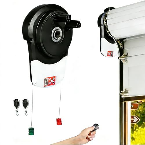 Roll Up Garage Door Opener with Remote, Electric Roll Up Door 164ft 800n Lift Force Rolling Door Motor Automatic Roll Up Door Opener Kit Roll Type Garage Door Openers