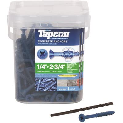 Tapcon 1/4 in. Dia. x 2-3/4 in. L Steel Flat Head Concrete Screw Anchor 150 pk
