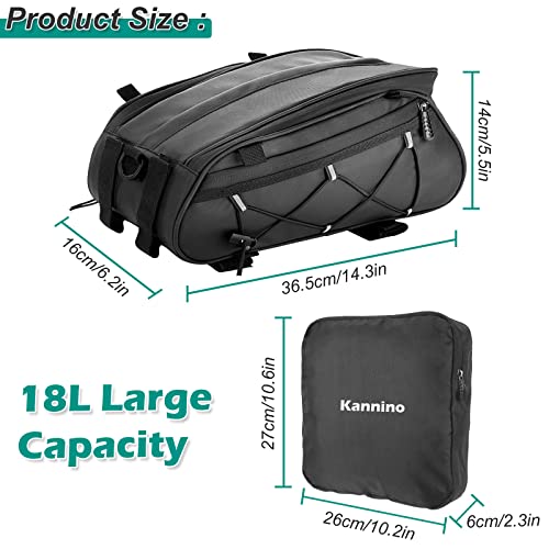 Kannino Bike Rack Bag 3 In 1 Waterproof Bike Trunk Bags Bicycles Rear Rack Pannier Bag 10L Bike Saddle Bag With Reflective Trim Bike Pannier Storage Carrier For Outdoor Travelling Camping Commuting #TOP2