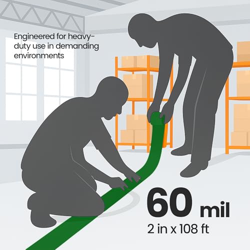 Image of DuraMark EC700 Floor Marking Tape for Concrete and Pavement | Industrial Marking Tape for Warehouses | Long-Lasting | High Durability,Green, 2 Inches by 108 Feet