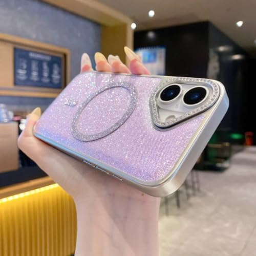 Coque de Luxe Paillettes pour iPhone 15 Pro Violet Brillante Haute Couture