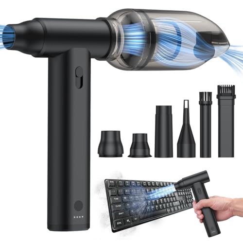 JiGiU 2 in 1 Electric Air Duster and Mini Vacuum 125000rpm Air Blower Compressed Air Duster Cordless Air Blower Electric Duster with 4 Nozzles for Keyboard Car Electric Devices Cleaning