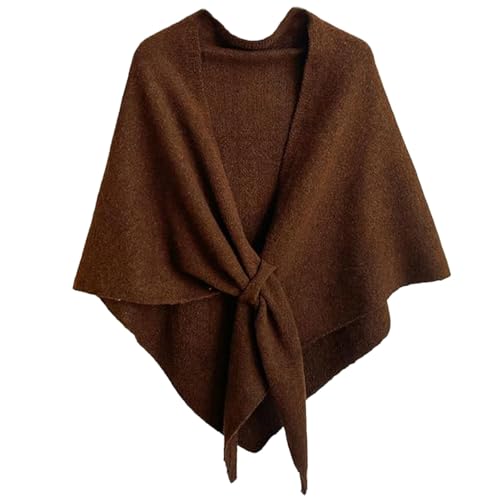 Women's Solid Color Scarf, Cardigan Llightweight Wool Knitted Top Shawl, Wool Cashmere Stylish Poncho Travel Blanket